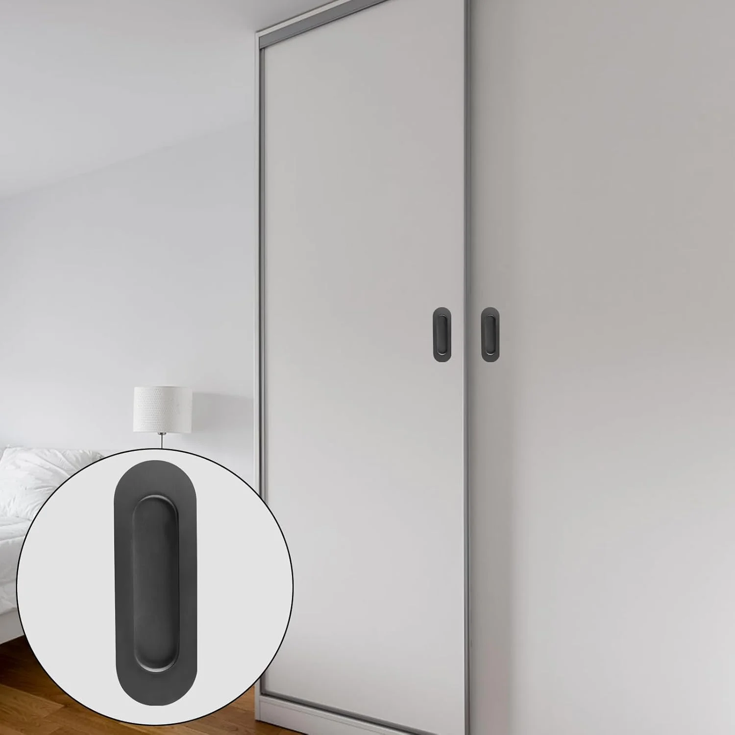 دستگیره های توکار درب کشویی MOROBOR، بسته 2 عددی، خاکستری، دستگیره های انگشتی فرورفته برای درب کابینت، کمد، دراور، استیل ضد زنگ بیضی شکل دستگیره های توکار درب کشویی MOROBOR، بسته 2 عددی، خاکستری، دستگیره های انگشتی فرورفته برای درب کابینت، کمد، دراور، استیل ضد زنگ بیضی شکل