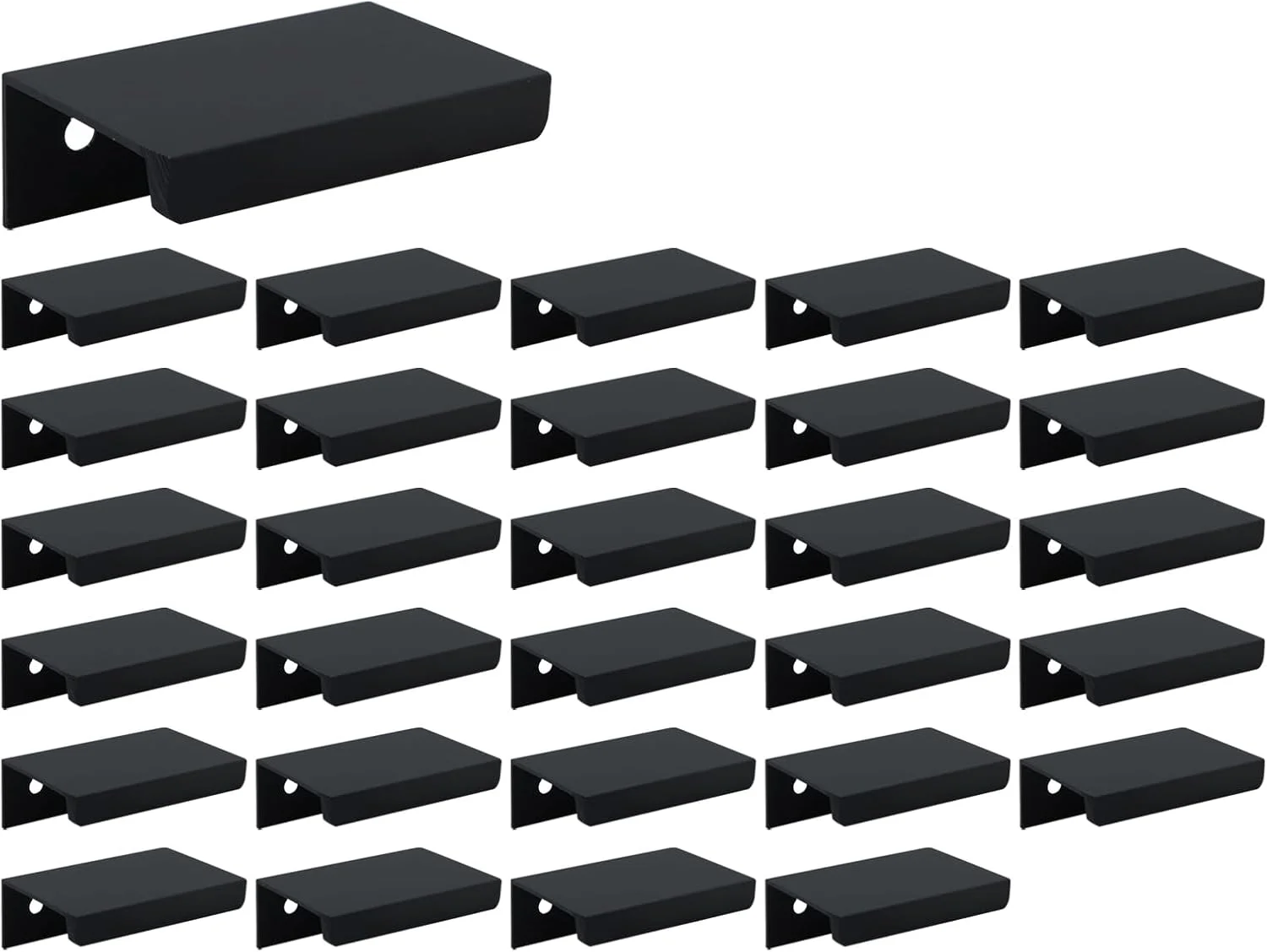 دستگیره های لبه ای LC LICTOP برای کابینت، دستگیره های زبانه ای انگشتی آلیاژ آلومینیوم 1.97 اینچی، دستگیره های مخفی کشو برای آشپزخانه، کمد، جالباسی، فاصله سوراخ 1.26 اینچ، 30 عدد دستگیره لبه ای مشکی