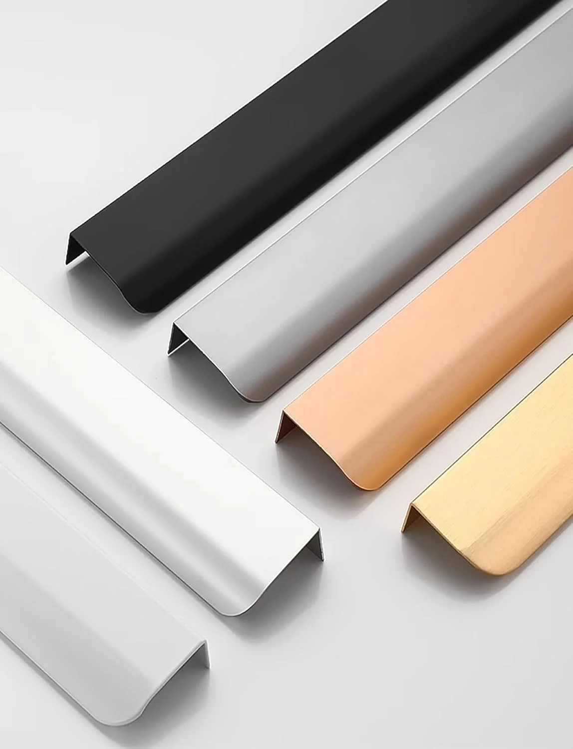 دستگیره های کابینت مینیمالیستی توکار، دستگیره های مخفی انگشتی نصب شده در کنار برای کمد لباس و کابینت آشپزخانه / دستگیره های درب مخفی شیک (طلایی، 6 عددی، طول 15 سانتی متر)