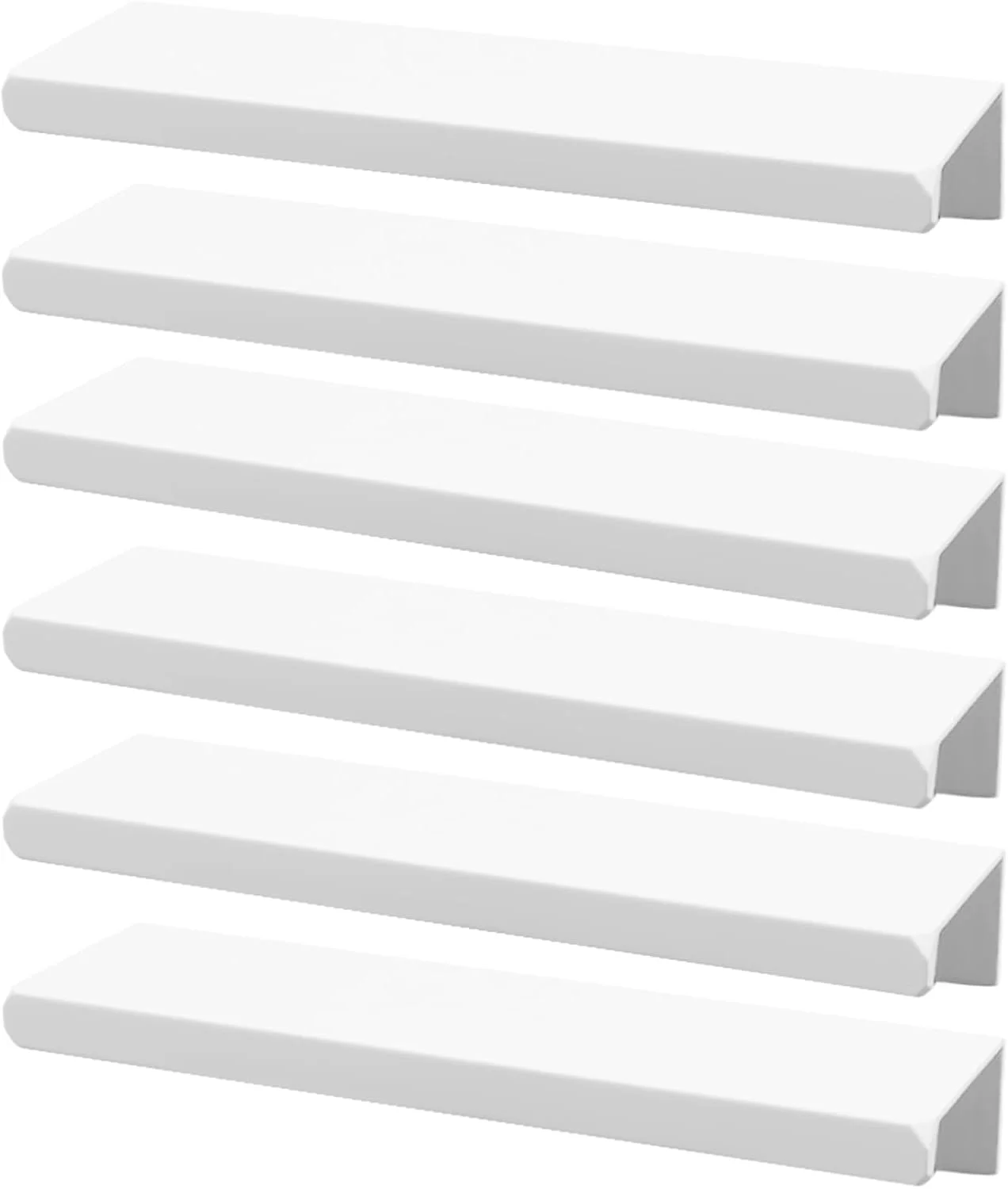 دستگیره های لبه ای LC LICTOP برای کابینت، دستگیره های زبانه ای انگشتی آلیاژ آلومینیوم 4.72 اینچی، دستگیره های مخفی کشو برای آشپزخانه، کمد لباس، فاصله سوراخ 3.78 اینچ، 6 عدد دستگیره لبه ای سفید