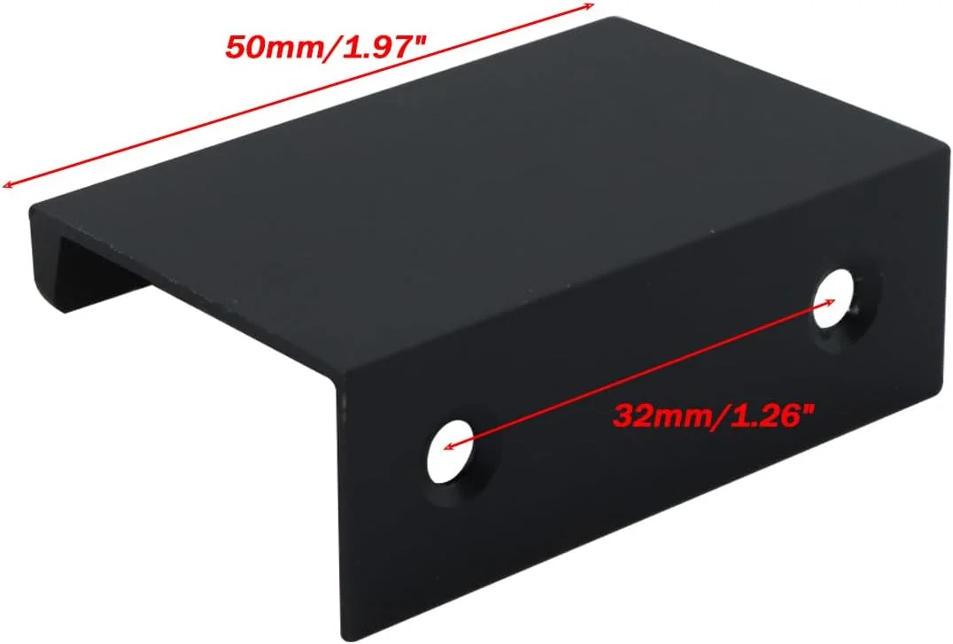 دستگیره های لبه ای LC LICTOP برای کابینت، دستگیره های زبانه ای انگشتی آلیاژ آلومینیوم 1.97 اینچی، دستگیره های مخفی کشو برای آشپزخانه، کمد، جالباسی، فاصله سوراخ 1.26 اینچ، 30 عدد دستگیره لبه ای مشکی