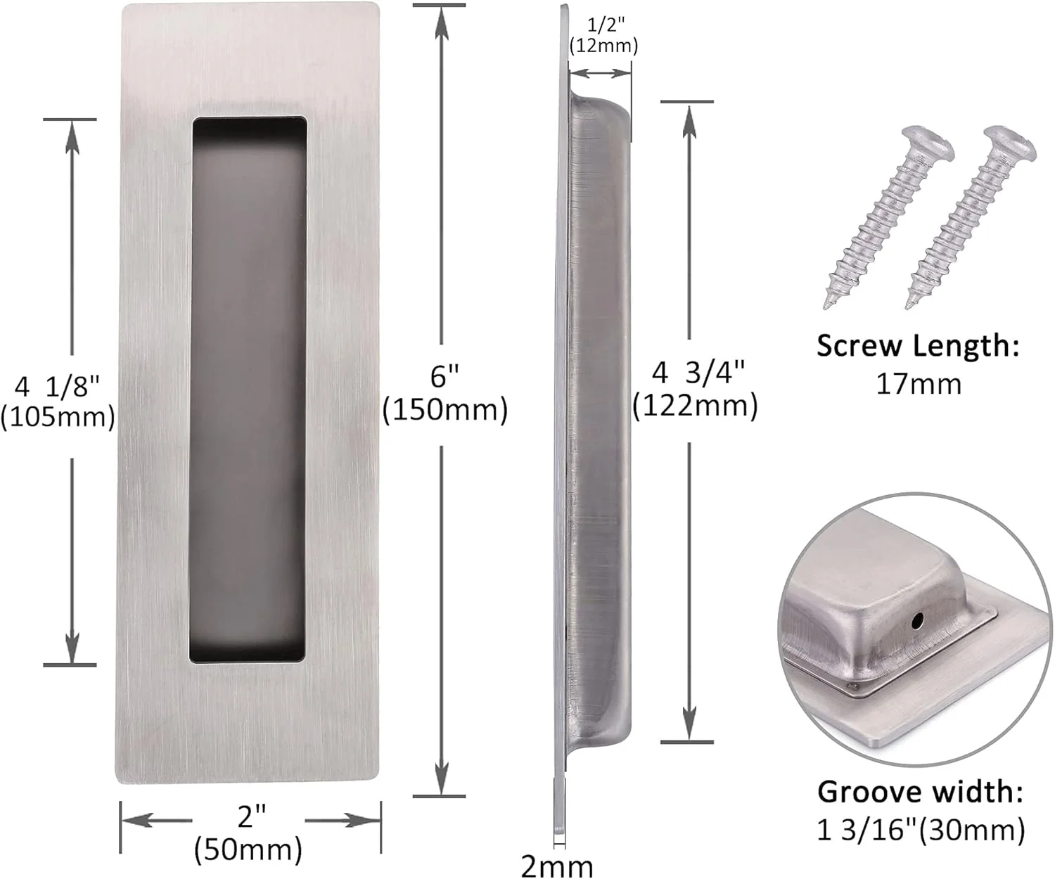 دستگیره کشویی درب کیتموسه 6 اینچی، بسته 2 عددی دستگیره های فرورفته استیل ضد زنگ با پیچ های نصب، پرداخت برس خورده، دستگیره های انگشتی مستطیلی همسطح برای کشو، کابینت، کمد، درب انبار دستگیره کشویی درب کیتموسه 6 اینچی، بسته 2 عددی دستگیره های فرورفته استیل ضد زنگ با پیچ های نصب، پرداخت برس خورده، دستگیره های انگشتی مستطیلی همسطح برای کشو، کابینت، کمد، درب انبار