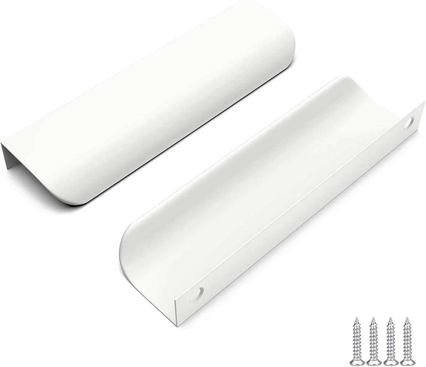 دستگیره کابینت LRYELWA بسته 2 عددی، دستگیره کشو آشپزخانه، دستگیره لبه انگشتی آلومینیومی، دستگیره های منحنی، دستگیره های مخفی درب کمد لباس، دستگیره برای کمد لباس خانگی، همراه با پیچ (200 میلی متر، سفید)