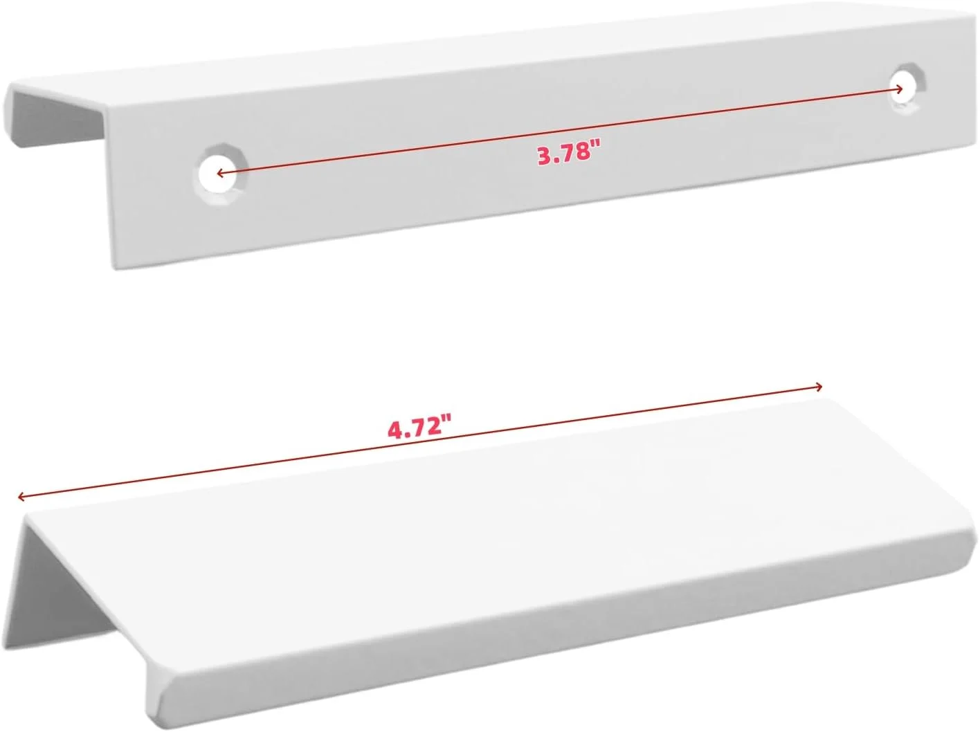 دستگیره های لبه ای LC LICTOP برای کابینت، دستگیره های زبانه ای انگشتی آلیاژ آلومینیوم 4.72 اینچی، دستگیره های مخفی کشو برای آشپزخانه، کمد لباس، فاصله سوراخ 3.78 اینچ، 6 عدد دستگیره لبه ای سفید