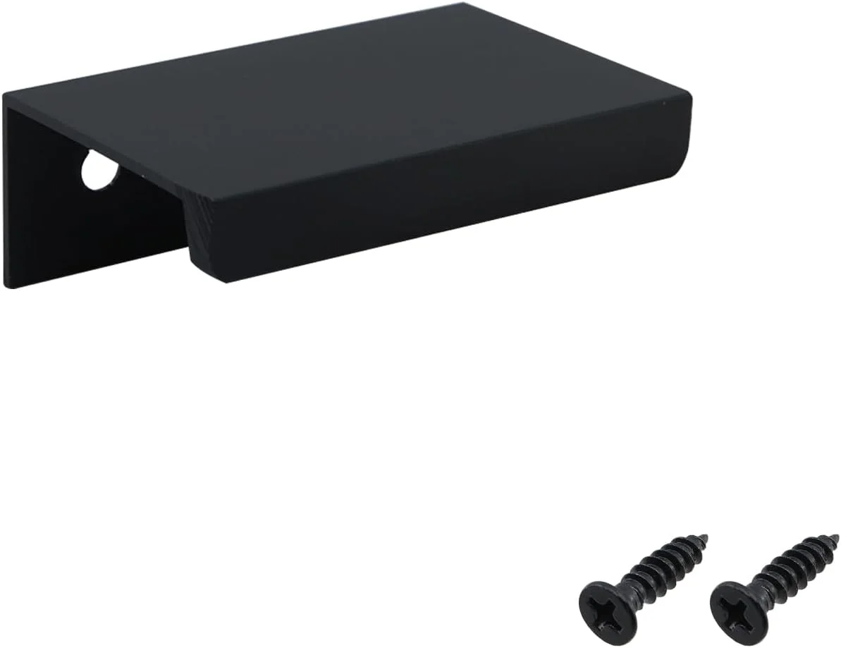 دستگیره های لبه ای LC LICTOP برای کابینت، دستگیره های زبانه ای انگشتی آلیاژ آلومینیوم 1.97 اینچی، دستگیره های مخفی کشو برای آشپزخانه، کمد، جالباسی، فاصله سوراخ 1.26 اینچ، 30 عدد دستگیره لبه ای مشکی