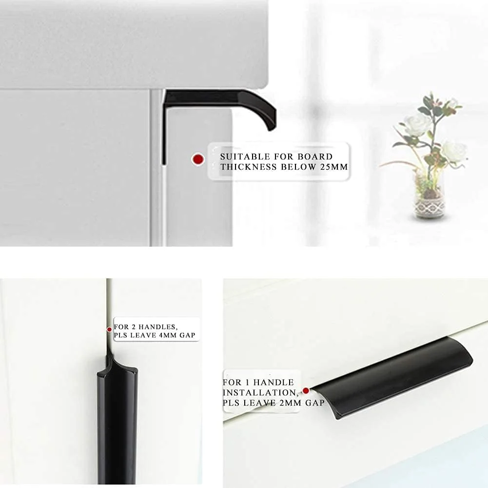 دستگیره مخفی لبه انگشتی جوجا، مناسب برای کشو و کابینت آشپزخانه، بسته 10 عددی (200 میلی متر، مشکی) دستگیره مخفی لبه انگشتی جوجا، مناسب برای کشو و کابینت آشپزخانه، بسته 10 عددی (200 میلی متر، مشکی)