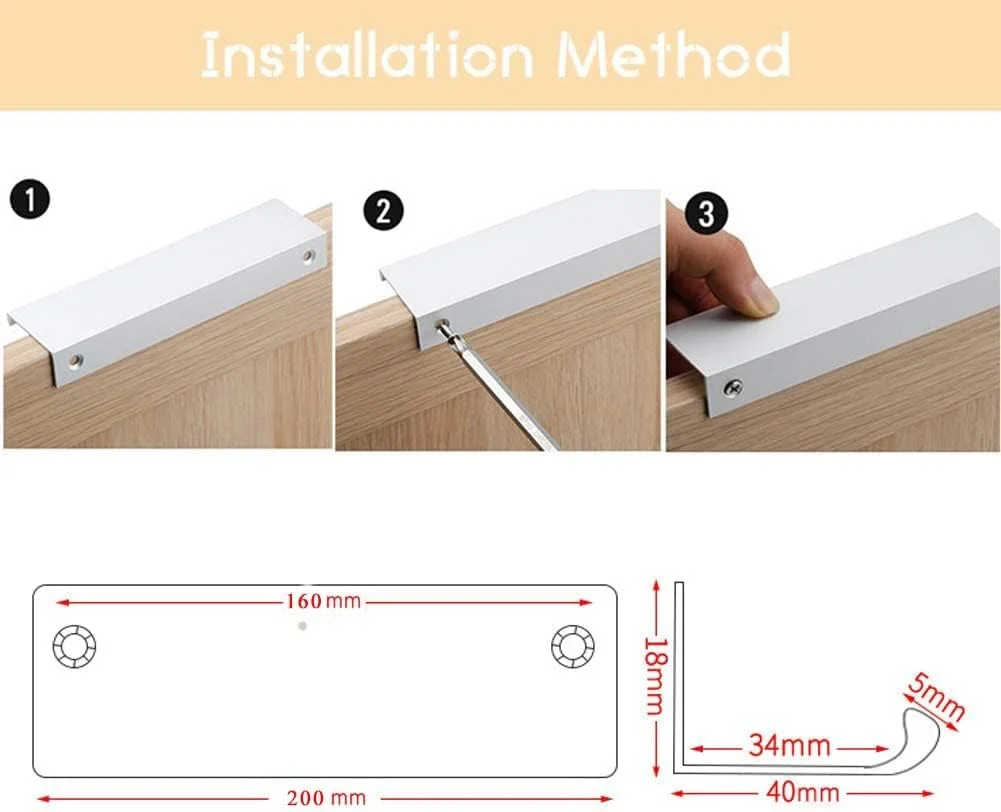دستگیره مخفی لبه انگشتی جوجا، مناسب برای کشو و کابینت آشپزخانه، بسته 10 عددی (200 میلی متر، مشکی) دستگیره مخفی لبه انگشتی جوجا، مناسب برای کشو و کابینت آشپزخانه، بسته 10 عددی (200 میلی متر، مشکی)