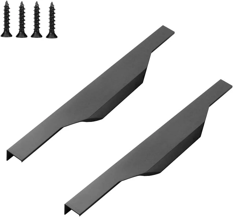 دستگیره لبه انگشتی مشکی مات KAIISSA، دستگیره مخفی کابینت، دستگیره توکار نوار مبلمان نامرئی برای درب کشو آشپزخانه منزل (300 میلی متر) (2 عدد)