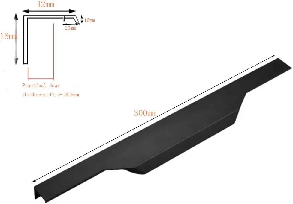 دستگیره لبه انگشتی مشکی مات KAIISSA، دستگیره مخفی کابینت، دستگیره توکار نوار مبلمان نامرئی برای درب کشو آشپزخانه منزل (300 میلی متر) (2 عدد) دستگیره لبه انگشتی مشکی مات KAIISSA، دستگیره مخفی کابینت، دستگیره توکار نوار مبلمان نامرئی برای درب کشو آشپزخانه منزل (300 میلی متر) (2 عدد)