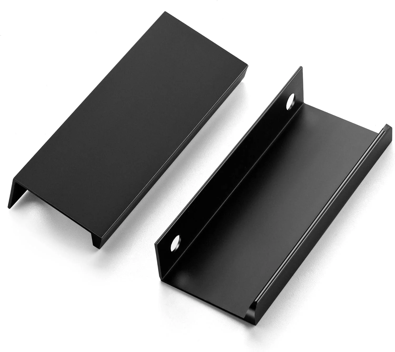 دستگیره مخفی کابینت هوم اکسپرت، بسته 10 عددی، فاصله سوراخ 64 میلی متر، دستگیره لبه کابینت مشکی، دستگیره انگشتی کابینت، دستگیره مخفی زبانه دار برای کشو آشپزخانه