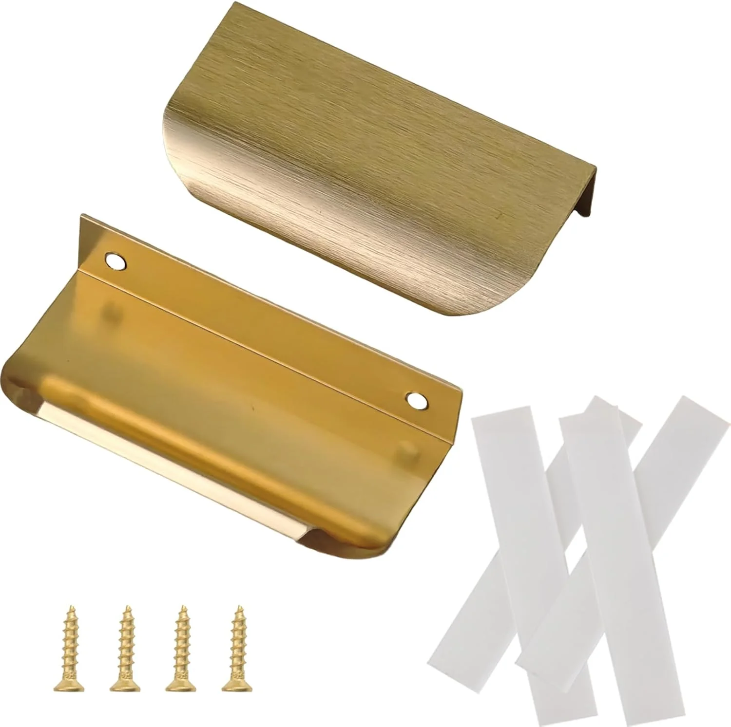 دستگیره مخفی لبه ای چسبی طلایی Hapforever، بسته 5 عددی، مناسب کابینت، دستگیره های تخت و مخفی آشپزخانه، بدون نیاز به سوراخ کاری (طول 8 سانتیمتر)