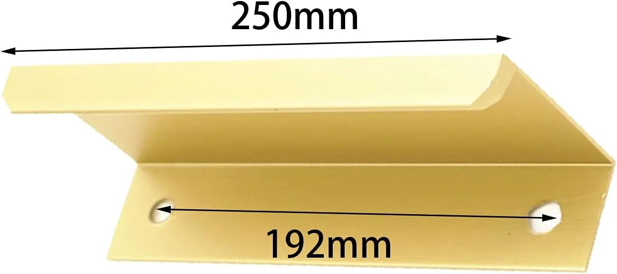 دستگیره مخفی 5 عددی، دستگیره کابینت، دستگیره های آلومینیومی پنهان، دستگیره کشو، دستگیره لبه انگشتی مدرن، دستگیره طلایی کابینت مبلمان آشپزخانه (5 عدد طول 250 میلی متر)