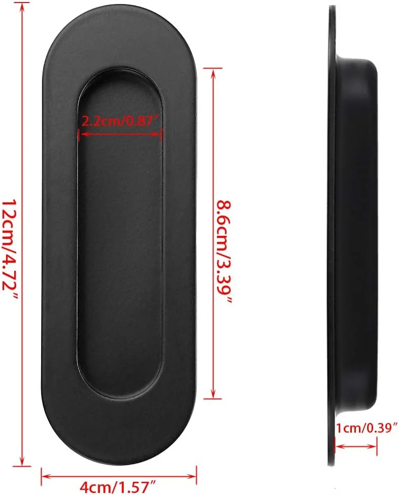 IGNPION ست 2 عددی دستگیره توکار درب کشویی استیل ضد زنگ، دستگیره های بیضی شکل فرورفته برای درب، کابینت یا کشو (مشکی)