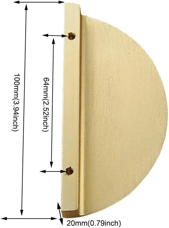 ست چهارتایی دستگیره کشو هلالی ماه، دستگیره کابینت هلالی 9.9 سانتی‌متری، دستگیره برنجی کمد، دستگیره نیم دایره‌ای کابینت برای کابینت، کمد لباس، کتابخانه (ست 4 عددی)