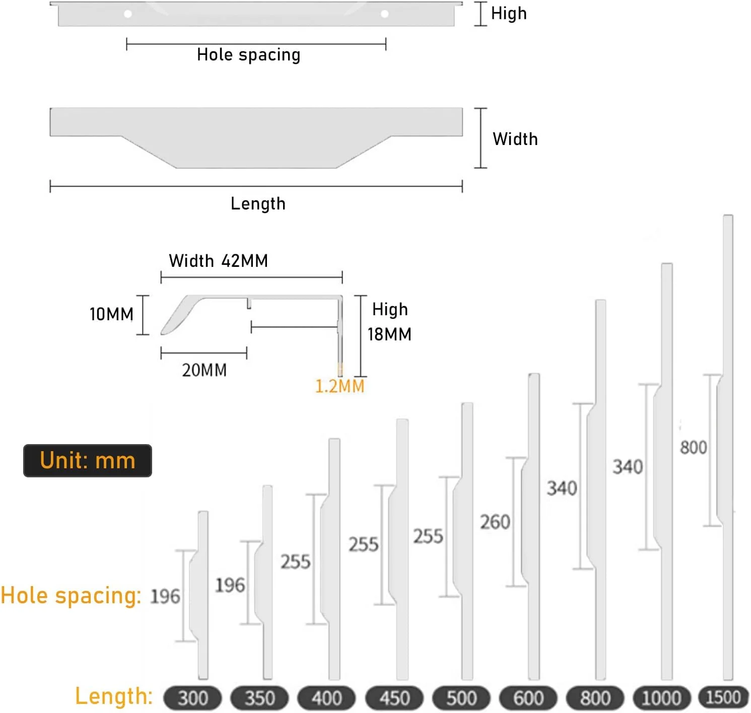 دستگیره های مخفی توکار مبلمان، دستگیره لبه انگشتی آلومینیومی، دستگیره های نامرئی کابینت آشپزخانه، دستگیره های کشویی درب کابینت مدرن، برای دکوراسیون منزل و دفتر کار، سفید (طول: 600 میلی متر)