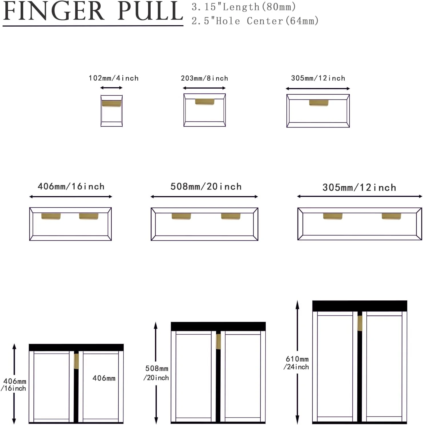 دستگیره مخفی لبه ای چسبی طلایی Hapforever، بسته 5 عددی، مناسب کابینت، دستگیره های تخت و مخفی آشپزخانه، بدون نیاز به سوراخ کاری (طول 8 سانتیمتر)