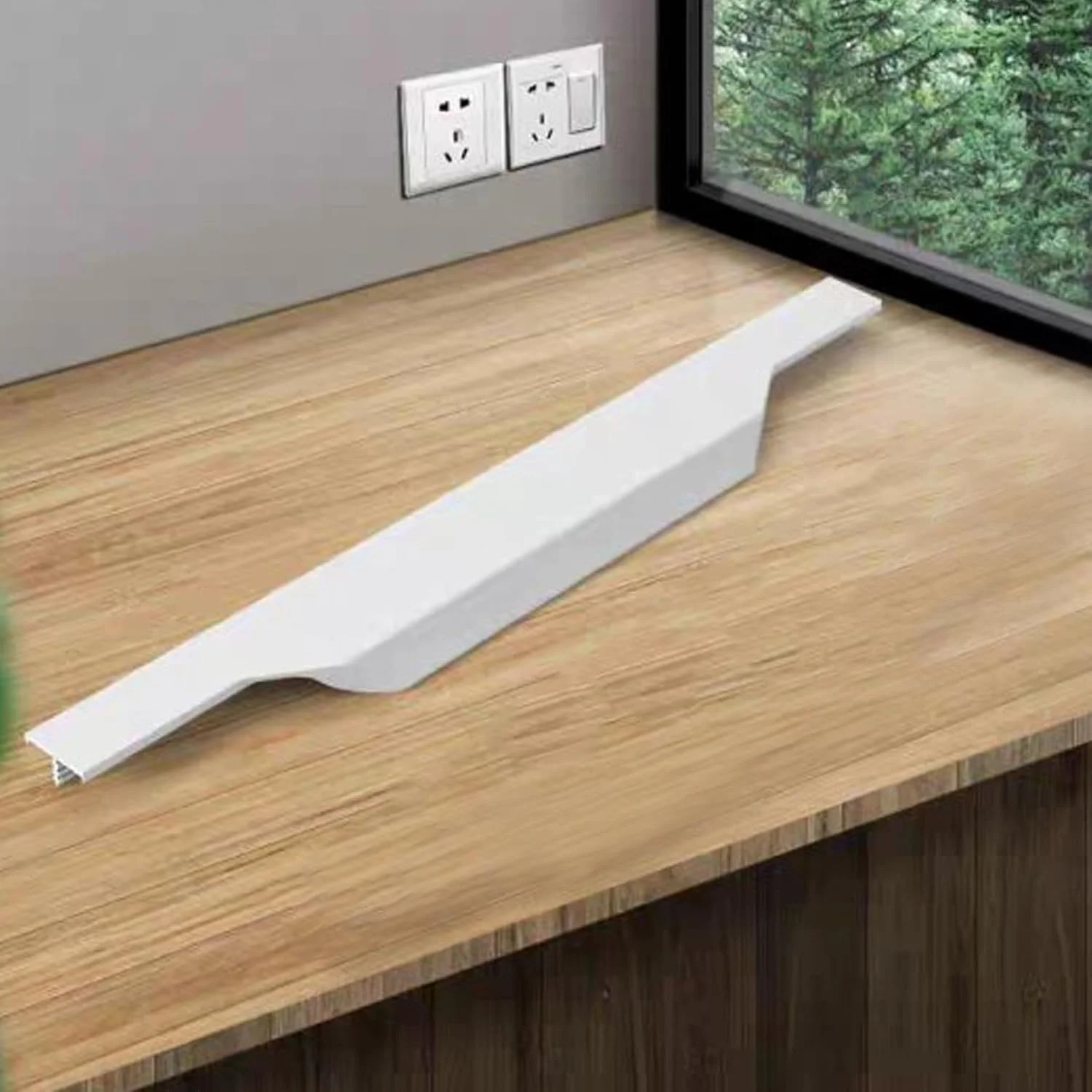 دستگیره های مخفی توکار مبلمان، دستگیره لبه انگشتی آلومینیومی، دستگیره های نامرئی کابینت آشپزخانه، دستگیره های کشویی درب کابینت مدرن، برای دکوراسیون منزل و دفتر کار، سفید (طول: 600 میلی متر)