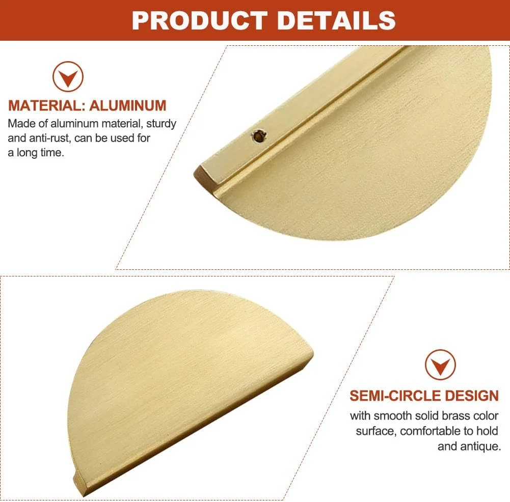 ست چهارتایی دستگیره کشو هلالی ماه، دستگیره کابینت هلالی 9.9 سانتی‌متری، دستگیره برنجی کمد، دستگیره نیم دایره‌ای کابینت برای کابینت، کمد لباس، کتابخانه (ست 4 عددی)