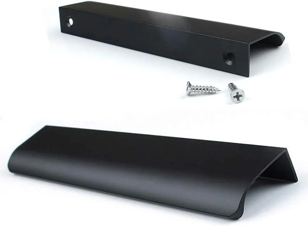 دستگیره مخفی لبه انگشتی مدرن برای کشو و کابینت آشپزخانه، مشکی 150 میلی متر - بسته 10 عددی