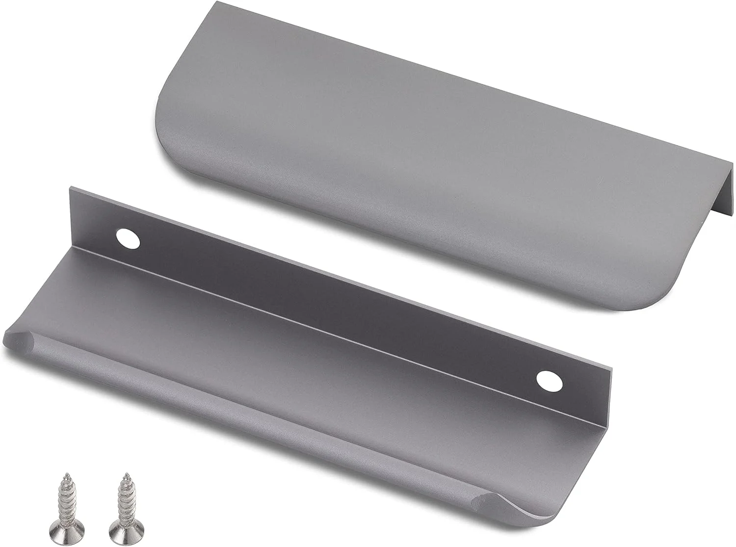 دستگیره مخفی لبه انگشتی نقره ای خاکستری EasioNer، بسته 8 عددی، مناسب برای کابینت و کمد، دستگیره مدرن کشو آشپزخانه، دستگیره درب 120 میلی متر، نصب آسان