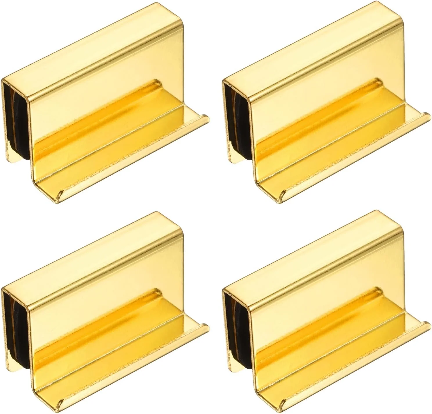 گیره لبه انگشتی شیشه ای 1.6 اینچی sourcing map، گیره های درب نمایشگر پنجره فولادی، دستگیره درب کابینت مخفی برای کشوها، کمد لباس، ویترین شیشه ای، مبلمان، طلایی، 4 عدد