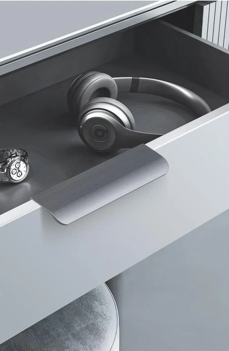 دستگیره مخفی لبه انگشتی نقره ای خاکستری EasioNer، بسته 8 عددی، مناسب برای کابینت و کمد، دستگیره مدرن کشو آشپزخانه، دستگیره درب 120 میلی متر، نصب آسان