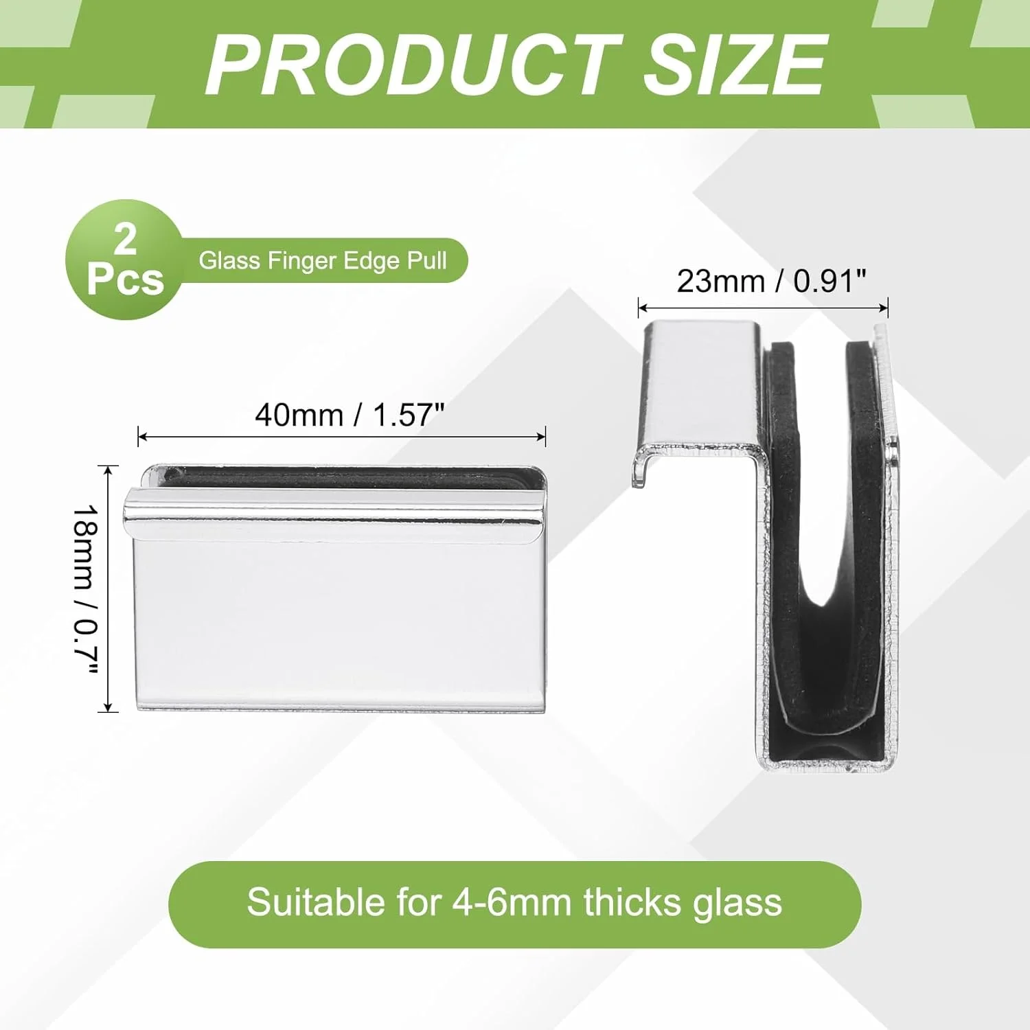 دستگیره لبه شیشه ای 2 عددی سورسیینگ مپ، گیره های درب شیشه ای استیل، دستگیره مخفی درب کابینت برای کشوها، کمد لباس، ویترین شیشه ای، مبلمان، روکش کروم