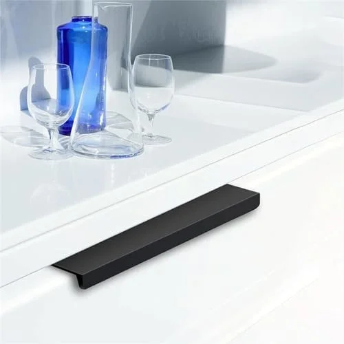 دستگیره لبه انگشتی پشتی، دستگیره های مدرن کابینت آلیاژ آلومینیوم - طول 80 میلی متر، فاصله پیچ 64 میلی متر، دستگیره های مخفی شیک برای مبلمان، اتاق خواب، درب، کشو، 10 عدد