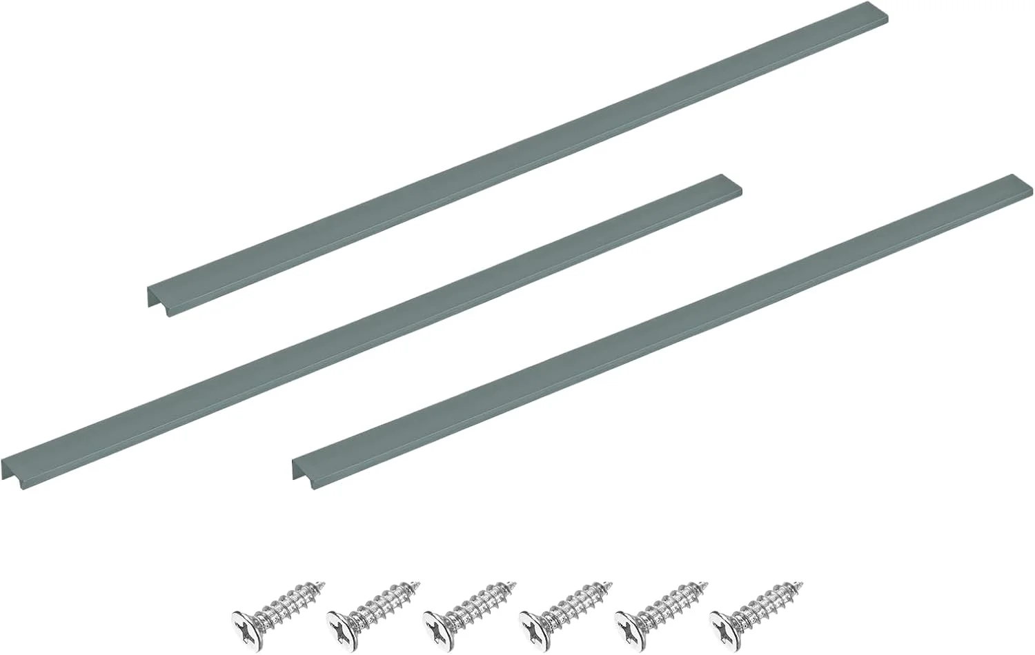 دستگیره لبه انگشتی کابینت سورسیینگ مپ، 3 عدد 800 میلی متر / 31.5 اینچ آلیاژ آلومینیوم نصب پشتی دستگیره مخفی کابینت دستگیره پنهان برای کابینت کشو آشپزخانه منزل، خاکستری