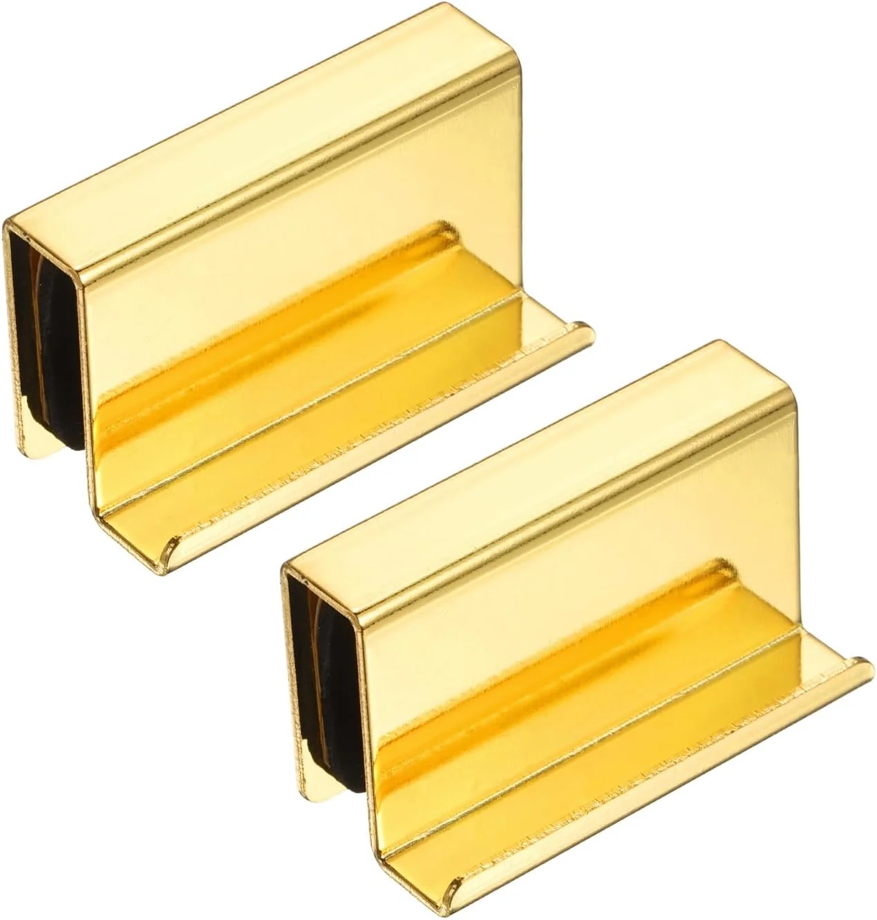 سورسینگ مپ 2 عدد دستگیره لبه شیشه ای انگشتی 1.6 اینچی، گیره های فولادی درب ویترین پنجره، دستگیره مخفی درب کابینت برای کشوها، کمد لباس، ویترین شیشه ای، مبلمان، طلایی