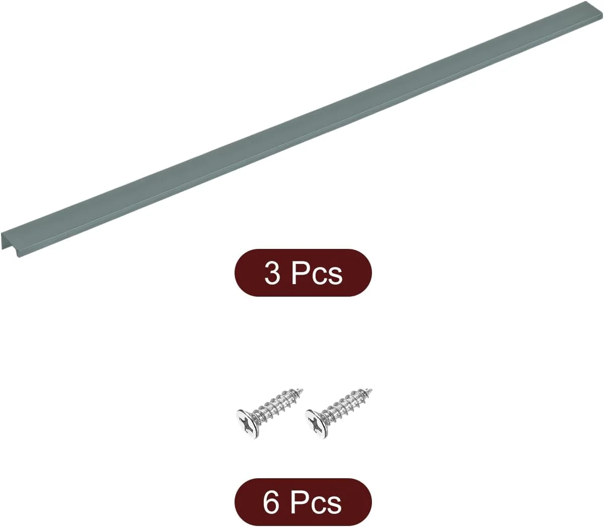دستگیره لبه انگشتی کابینت سورسیینگ مپ، 3 عدد 800 میلی متر / 31.5 اینچ آلیاژ آلومینیوم نصب پشتی دستگیره مخفی کابینت دستگیره پنهان برای کابینت کشو آشپزخانه منزل، خاکستری