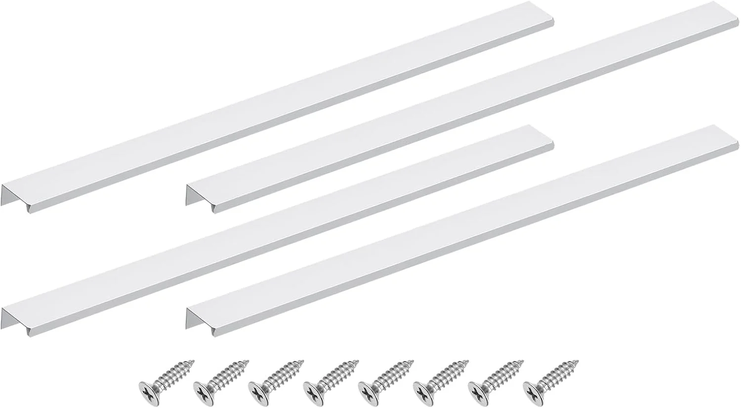 دستگیره مخفی لبه انگشتی کابینت سورسیینگ مپ، 4 عدد 500 میلی متر / 19.69 اینچ آلیاژ آلومینیوم نصب پشتی دستگیره های مخفی کابینت دستگیره پنهان برای کابینت کشو آشپزخانه منزل، نقره ای