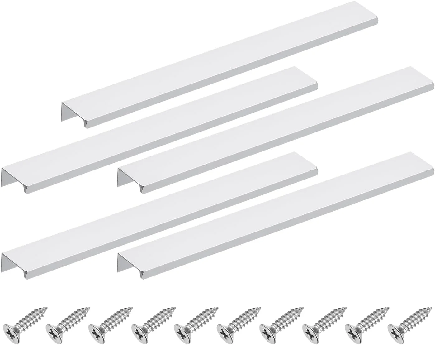 دستگیره لبه انگشتی کابینت سورسیینگ مپ، 5 عدد، 300 میلی متر / 11.81 اینچ، دستگیره مخفی پشتی آلومینیومی آلیاژی برای کابینت کشو آشپزخانه منزل، نقره ای