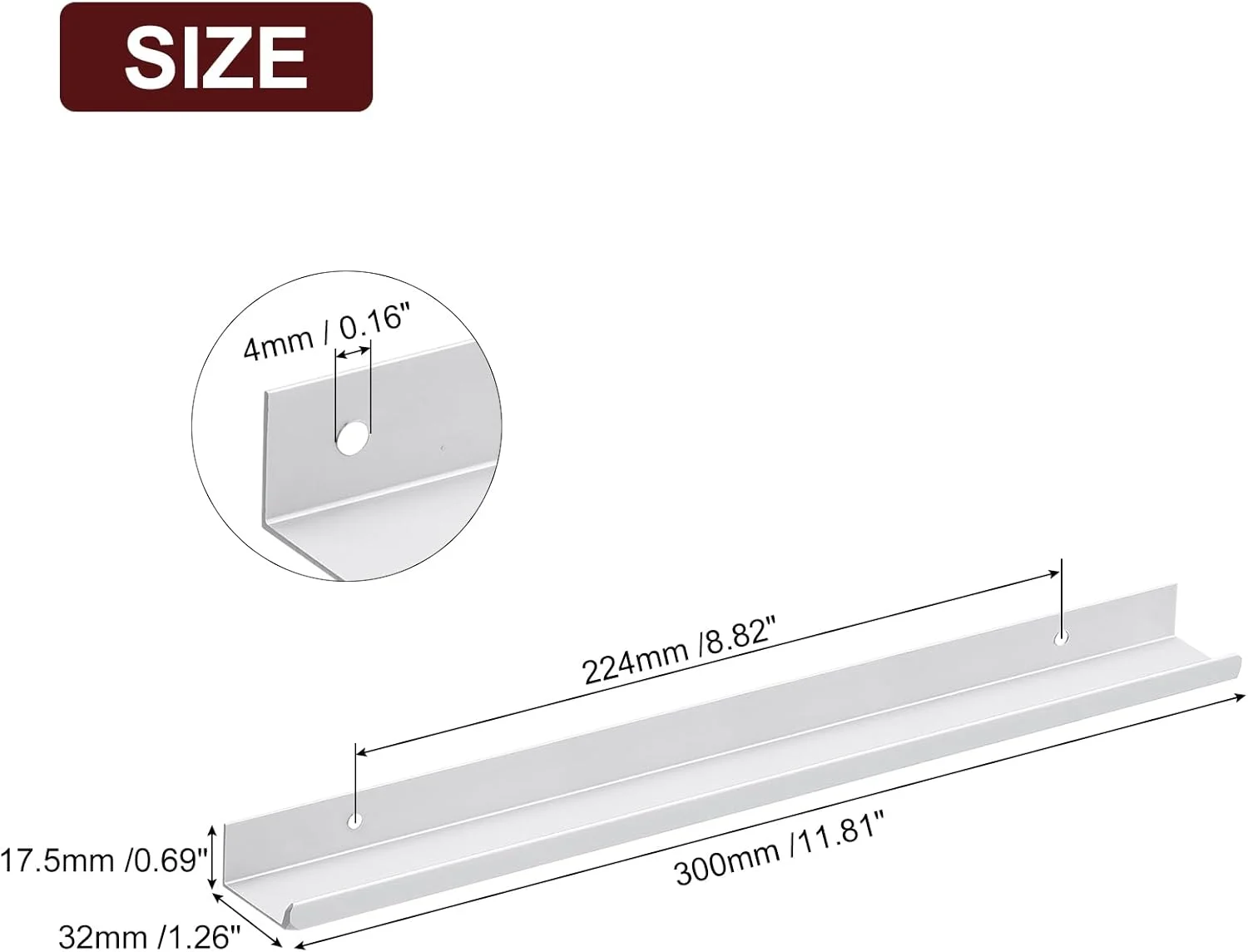 دستگیره لبه انگشتی کابینت سورسیینگ مپ، 5 عدد، 300 میلی متر / 11.81 اینچ، دستگیره مخفی پشتی آلومینیومی آلیاژی برای کابینت کشو آشپزخانه منزل، نقره ای