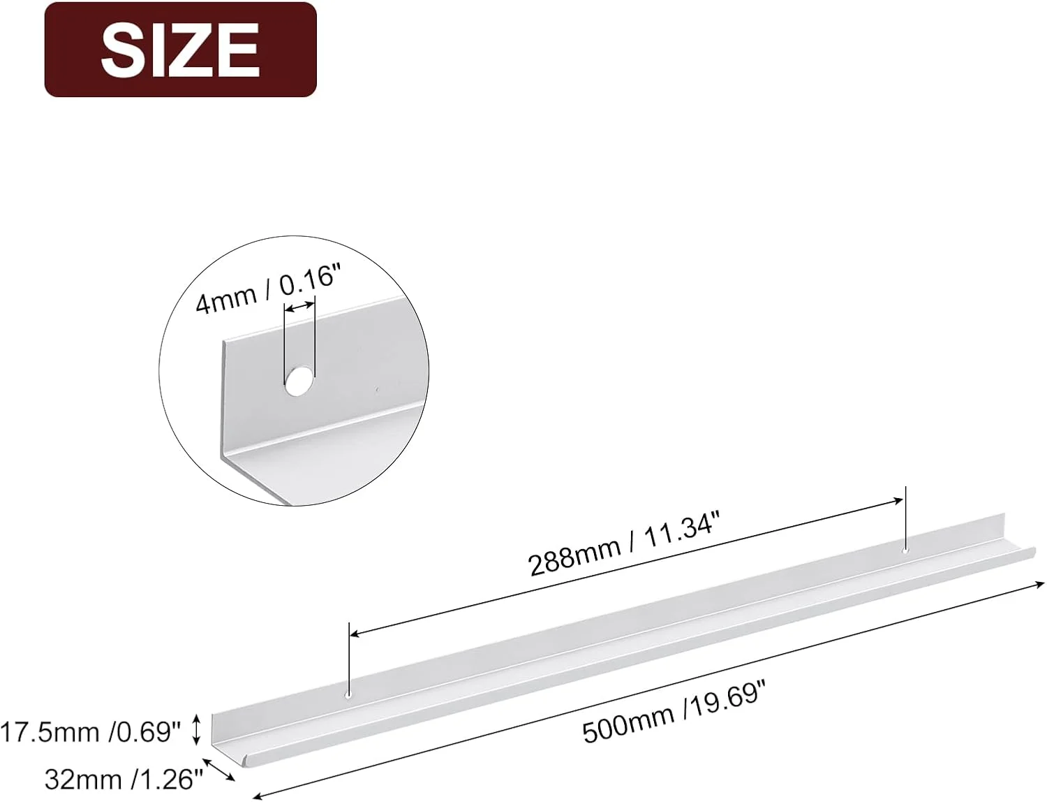 دستگیره مخفی لبه انگشتی کابینت سورسیینگ مپ، 4 عدد 500 میلی متر / 19.69 اینچ آلیاژ آلومینیوم نصب پشتی دستگیره های مخفی کابینت دستگیره پنهان برای کابینت کشو آشپزخانه منزل، نقره ای