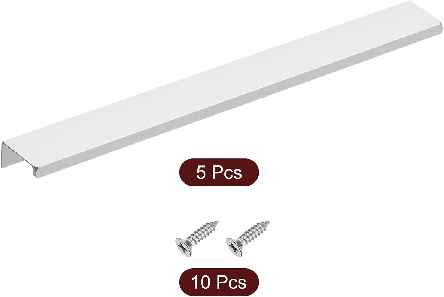 دستگیره لبه انگشتی کابینت سورسیینگ مپ، 5 عدد، 300 میلی متر / 11.81 اینچ، دستگیره مخفی پشتی آلومینیومی آلیاژی برای کابینت کشو آشپزخانه منزل، نقره ای