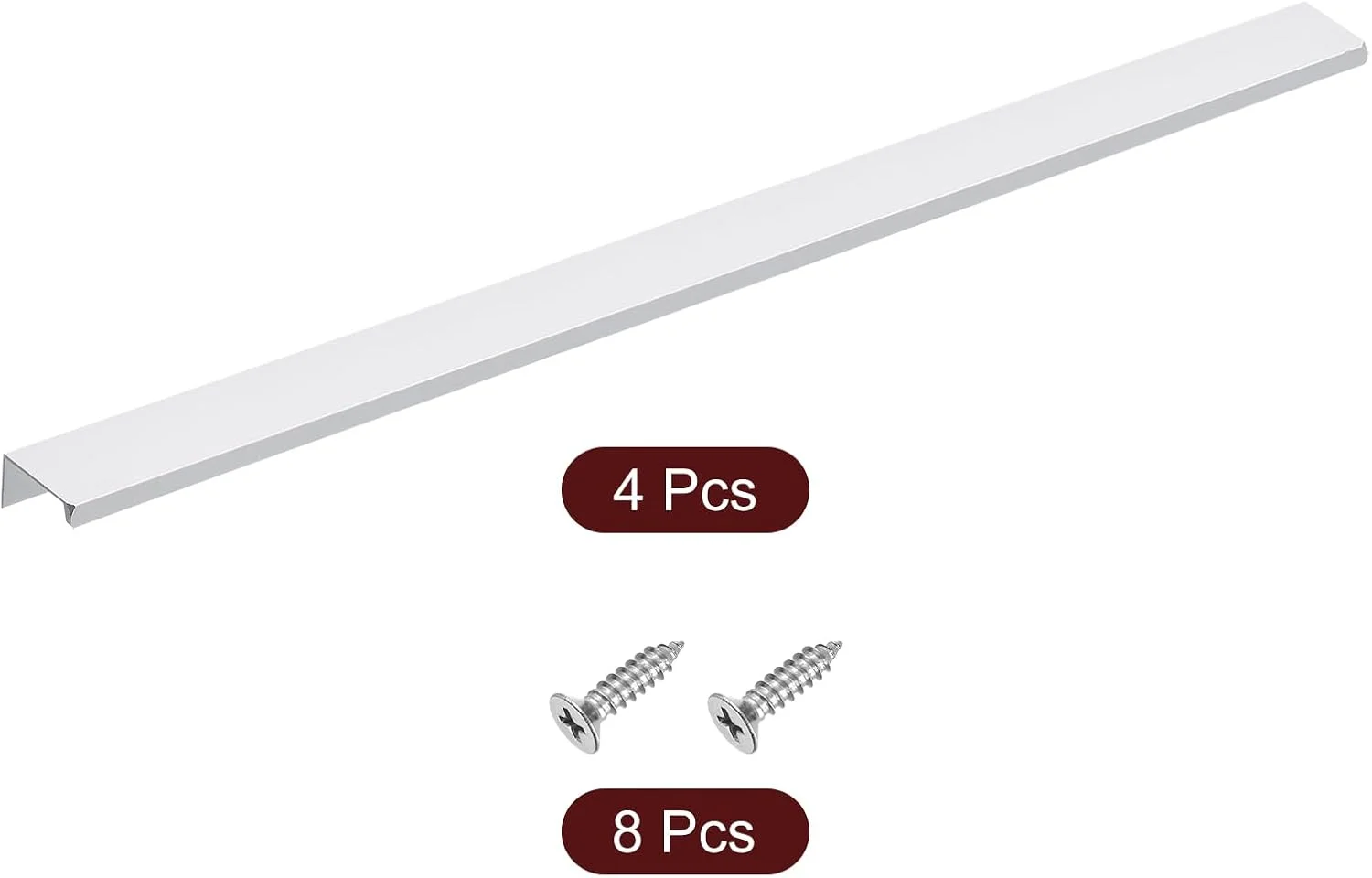 دستگیره مخفی لبه انگشتی کابینت سورسیینگ مپ، 4 عدد 500 میلی متر / 19.69 اینچ آلیاژ آلومینیوم نصب پشتی دستگیره های مخفی کابینت دستگیره پنهان برای کابینت کشو آشپزخانه منزل، نقره ای