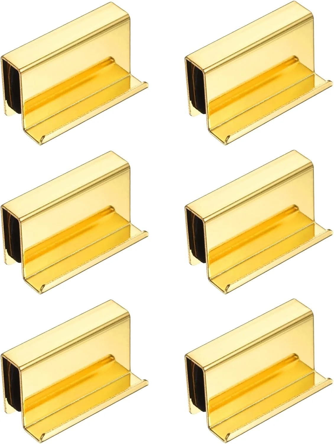 دستگیره لبه شیشه ای 6 عددی سورسیینگ مپ، گیره های درب ویترین فولادی، دستگیره مخفی درب کابینت برای کشوها، کمد لباس، ویترین شیشه ای، مبلمان، طلایی