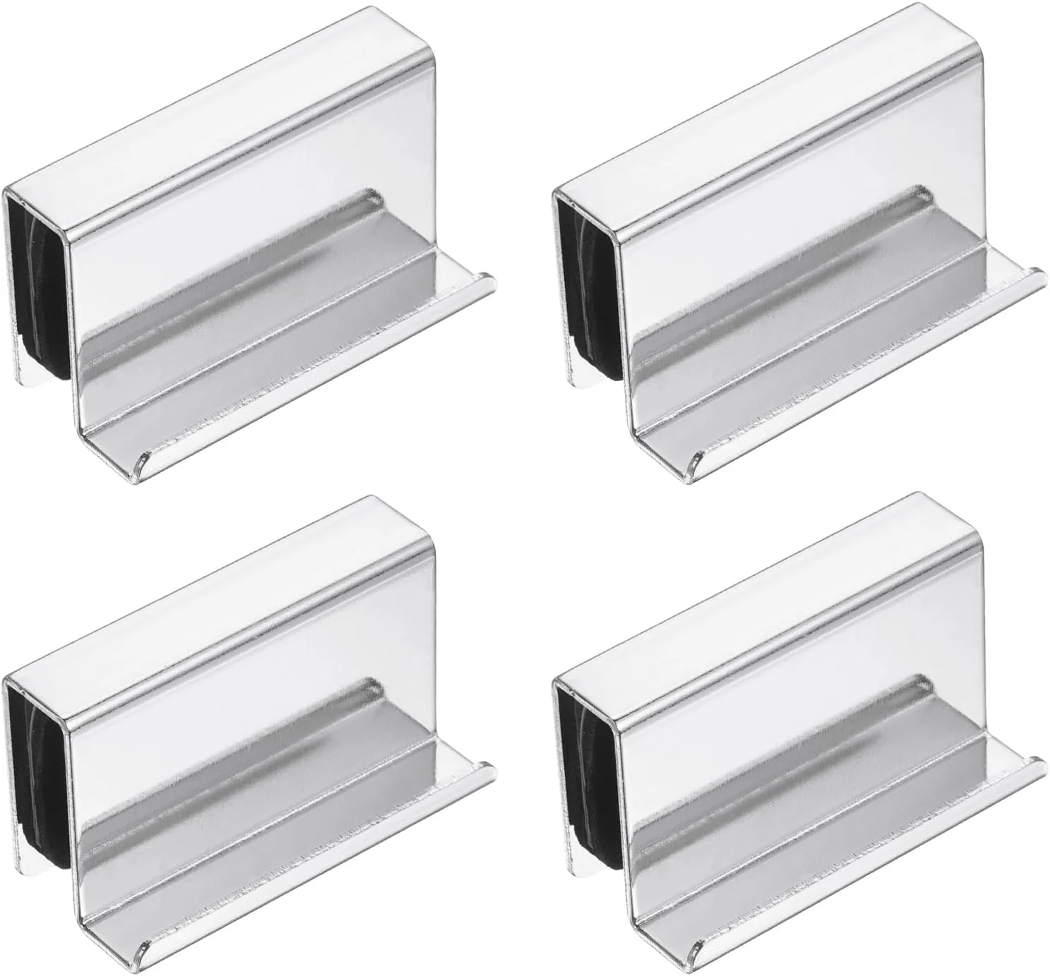 گیره لبه انگشتی شیشه ای 4 عددی سورسیینگ مپ، گیره های درب نمایشگر پنجره فولادی، دستگیره درب کابینت مخفی برای کشوها، کمد لباس، ویترین شیشه ای، مبلمان، روکش کروم 1.6 اینچی