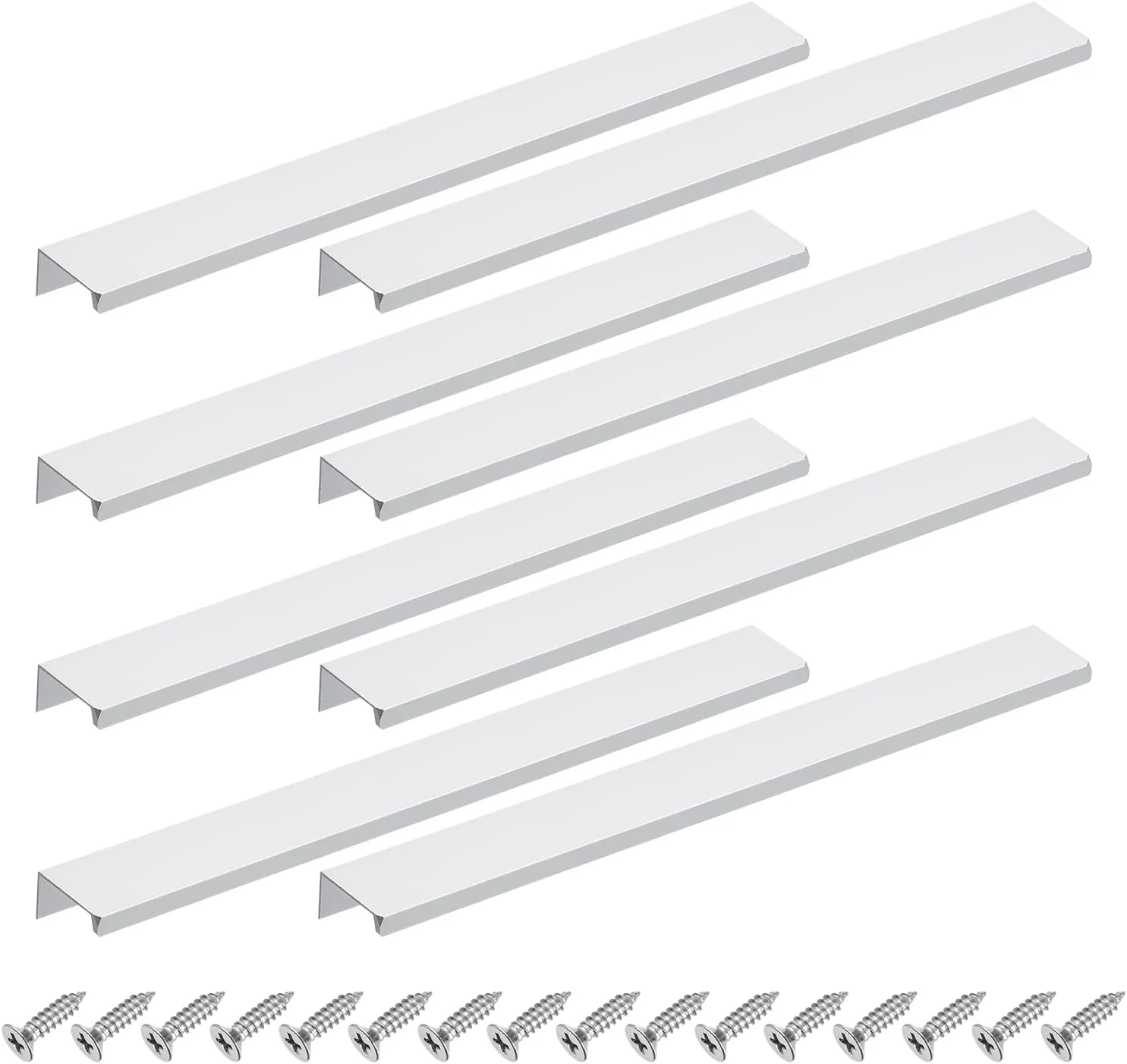 دستگیره لبه انگشتی کابینت سورسیینگ مپ، 8 عدد 300 میلی متر / 11.81 اینچ آلیاژ آلومینیوم نصب از پشت دستگیره های مخفی کابینت دستگیره پنهان برای کابینت کشو آشپزخانه منزل، نقره ای