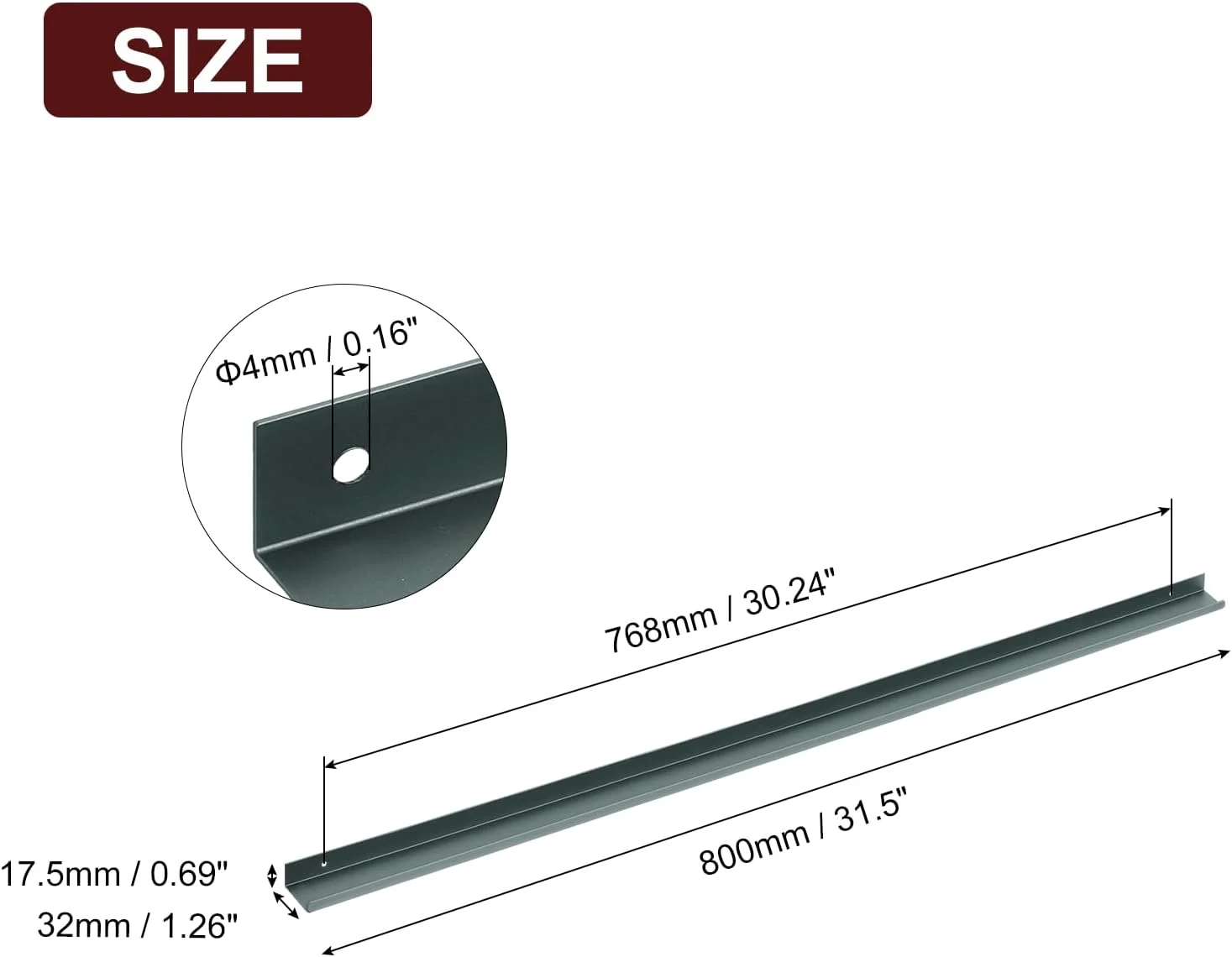 دستگیره لبه انگشتی کابینت سورسیینگ مپ، 2 عدد 800 میلی متر / 31.5 اینچ آلیاژ آلومینیوم نصب پشتی دستگیره های مخفی کابینت دستگیره پنهان برای کابینت کشو آشپزخانه منزل، خاکستری