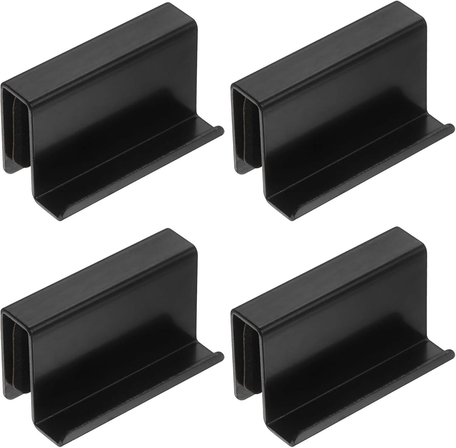 دستگیره لبه شیشه ای 4 عددی سورسیینگ مپ، گیره های درب شیشه ای استیل، دستگیره مخفی درب کابینت برای کشوها، کمد لباس، ویترین شیشه ای، مبلمان، مشکی