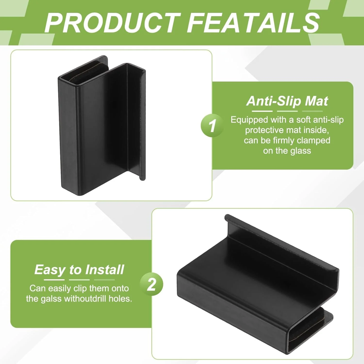 دستگیره لبه شیشه ای 4 عددی سورسیینگ مپ، گیره های درب شیشه ای استیل، دستگیره مخفی درب کابینت برای کشوها، کمد لباس، ویترین شیشه ای، مبلمان، مشکی دستگیره لبه شیشه ای 4 عددی سورسیینگ مپ، گیره های درب شیشه ای استیل، دستگیره مخفی درب کابینت برای کشوها، کمد لباس، ویترین شیشه ای، مبلمان، مشکی