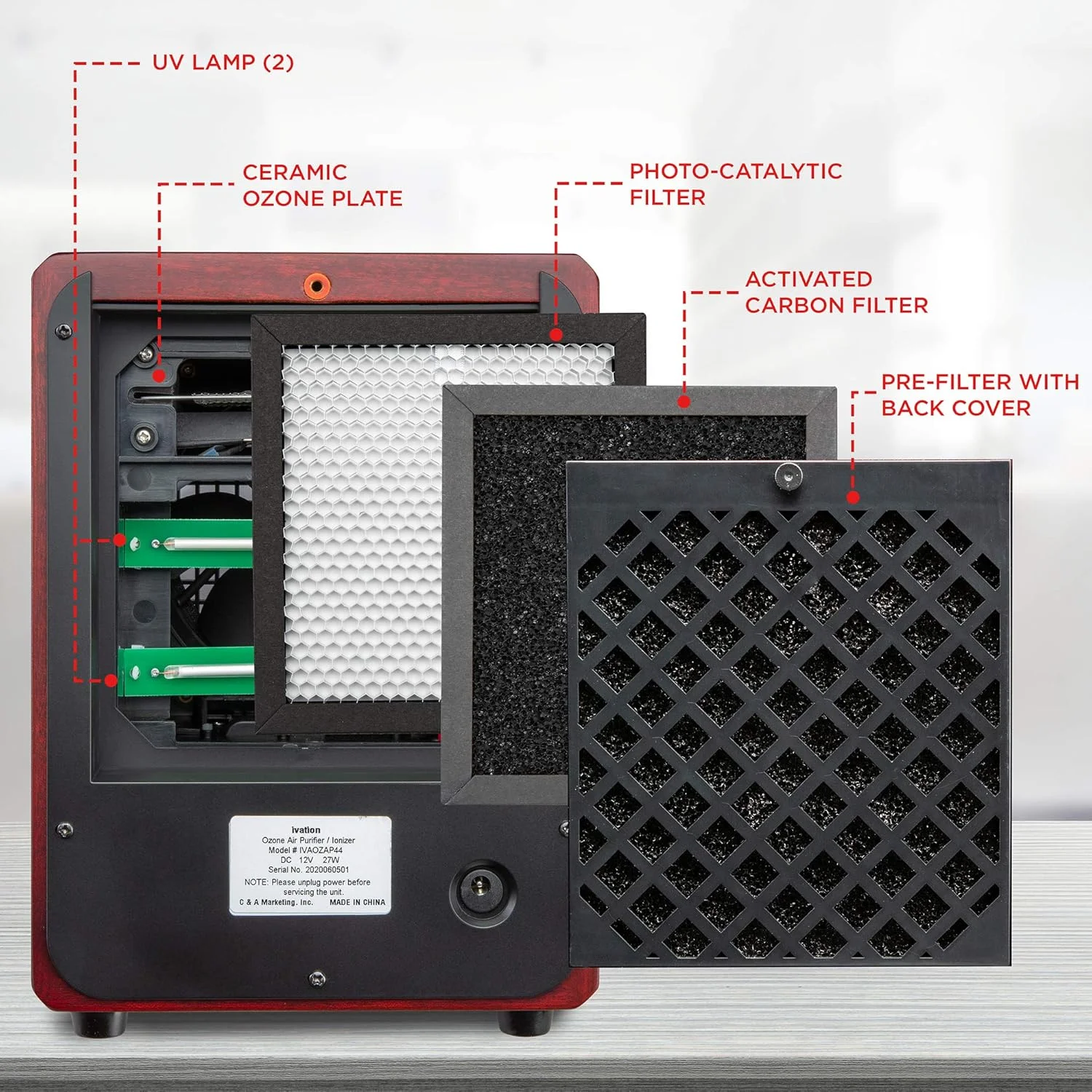 دستگاه تصفیه هوا و تولید کننده اوزون 5 در 1 Ivation برای فضاهای تا 325 متر مربع، یونیزه کننده و خوشبو کننده - دارای 2 لامپ UV، فیلترهای فوتوکاتالیستی و کربنی، از بین برنده بوهای حیوانات خانگی، دود، غذا و غیره دستگاه تصفیه هوا و تولید کننده اوزون 5 در 1 Ivation برای فضاهای تا 325 متر مربع، یونیزه کننده و خوشبو کننده - دارای 2 لامپ UV، فیلترهای فوتوکاتالیستی و کربنی، از بین برنده بوهای حیوانات خانگی، دود، غذا و غیره