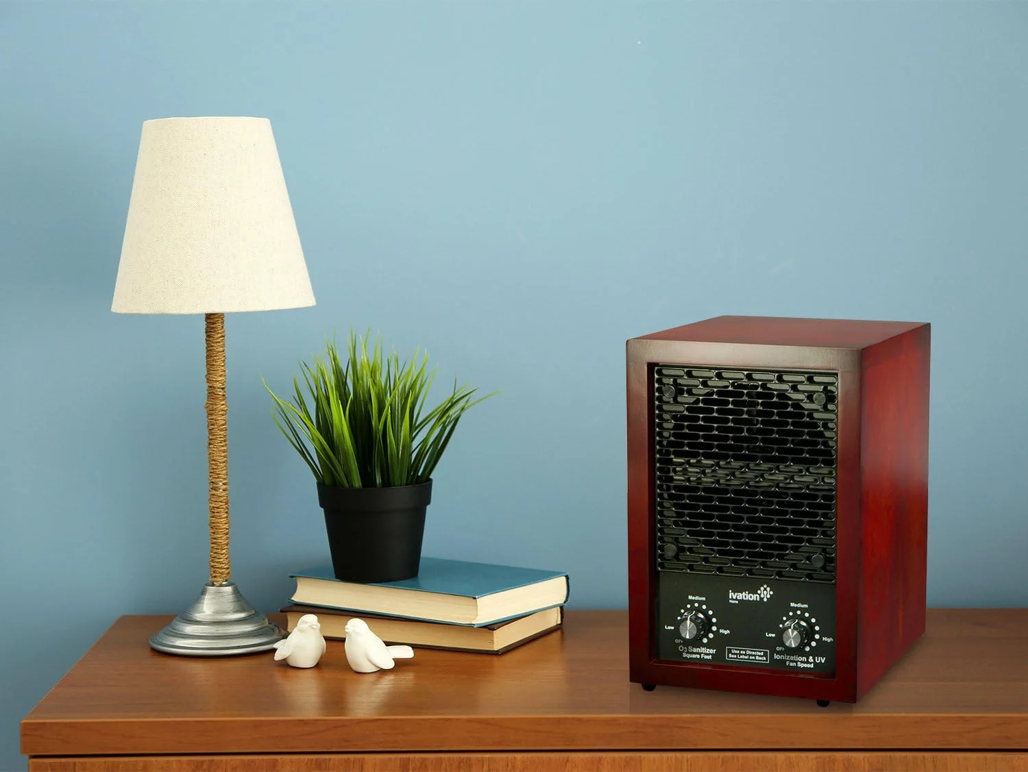 دستگاه تصفیه هوا 5 در 1 آیونیزه و تولید کننده اوزون Ivation با فیلتر HEPA برای فضاهای تا 3700 فوت مربع - شامل فیلترهای HEPA، کربن و فوتوکاتالیستی، با نور UV و ژنراتور یون منفی