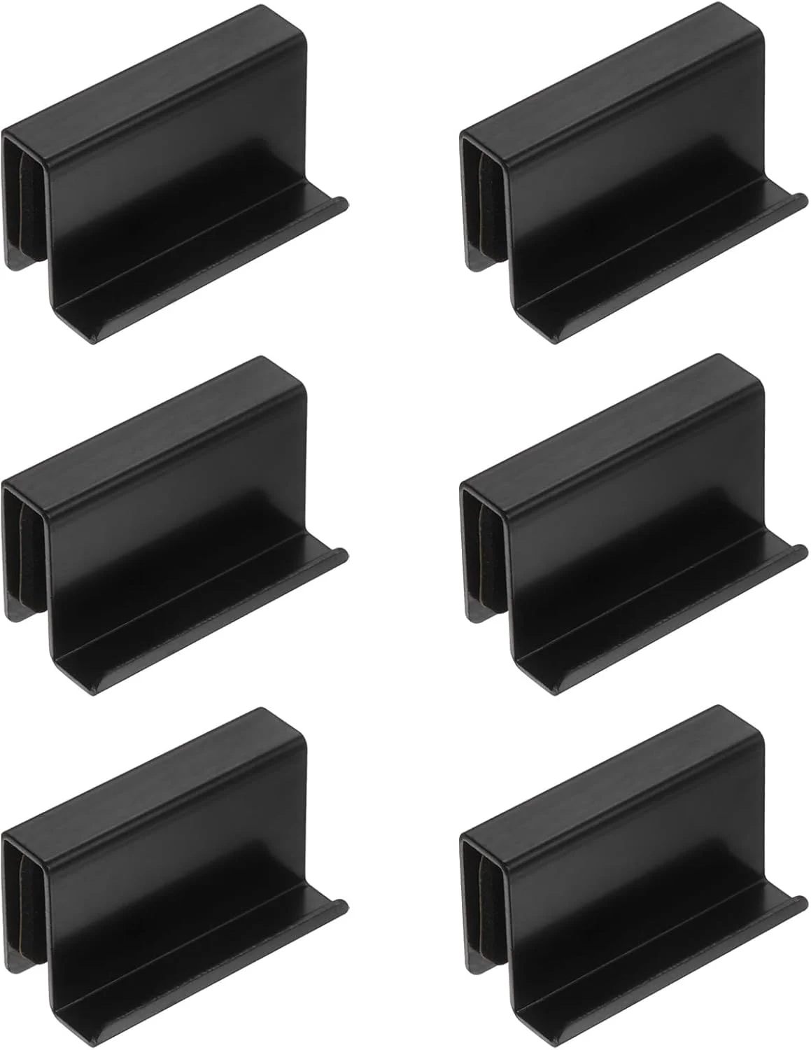 دستگیره لبه شیشه ای 6 عددی سورسیینگ مپ، گیره های درب ویترین فولادی، دستگیره مخفی درب کابینت برای کشوها، کمد لباس، ویترین شیشه ای، مبلمان، مشکی