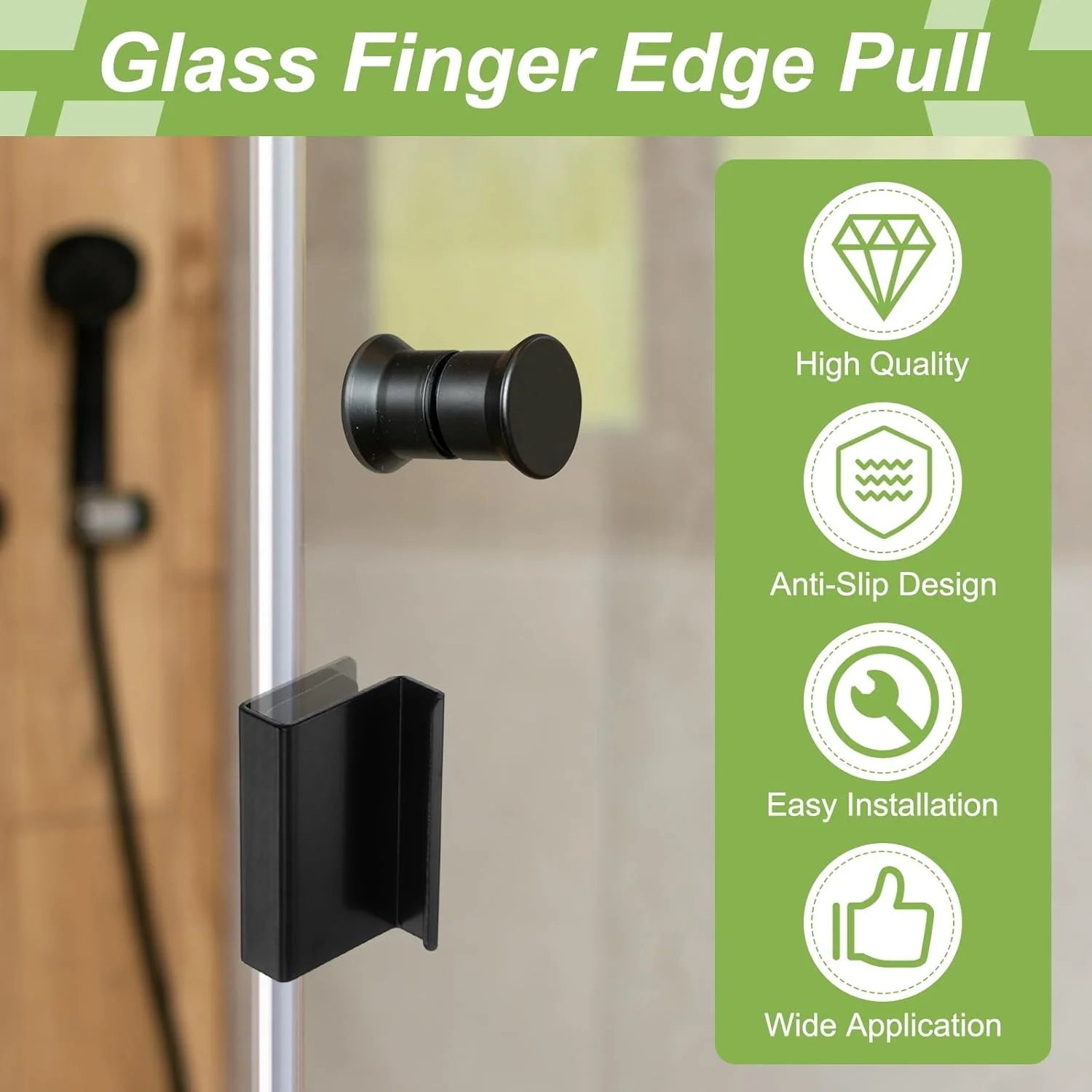 دستگیره لبه شیشه ای 6 عددی سورسیینگ مپ، گیره های درب ویترین فولادی، دستگیره مخفی درب کابینت برای کشوها، کمد لباس، ویترین شیشه ای، مبلمان، مشکی