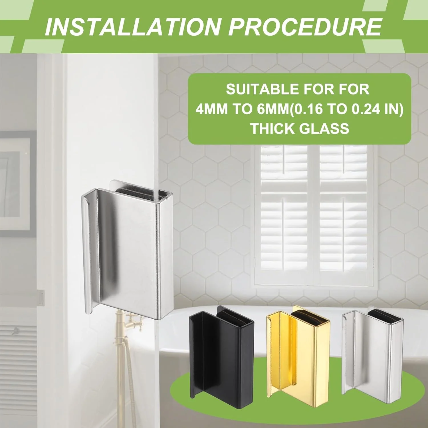 دستگیره لبه شیشه ای 6 عددی سورسیینگ مپ، گیره های درب ویترین فولادی، دستگیره مخفی درب کابینت برای کشوها، کمد لباس، ویترین شیشه ای، مبلمان، مشکی