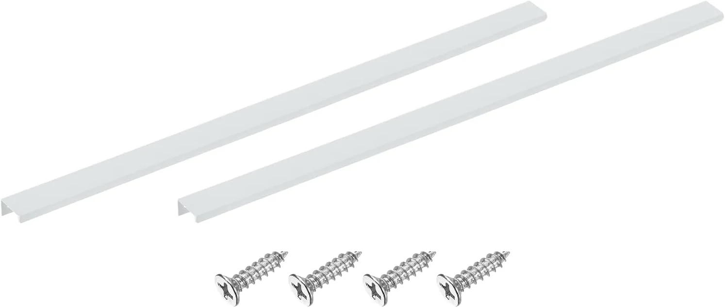 sourcing map دستگیره لبه انگشتی کابینت، 2 عدد 600 میلی متر / 23.62 اینچ آلیاژ آلومینیوم نصب پشتی دستگیره های مخفی کابینت دستگیره پنهان برای کابینت کشو آشپزخانه منزل، سفید