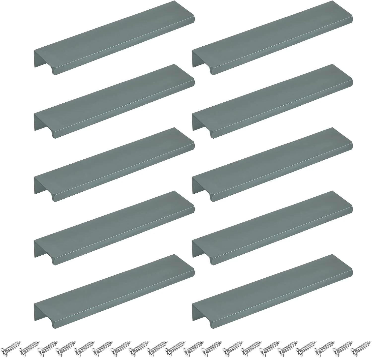 دستگیره لبه انگشتی کابینت سورسیینگ مپ، 10 عدد، 150 میلی متر / 5.91 اینچ، دستگیره مخفی پشتی نصب شده آلیاژ آلومینیوم برای کابینت کشو آشپزخانه منزل، خاکستری